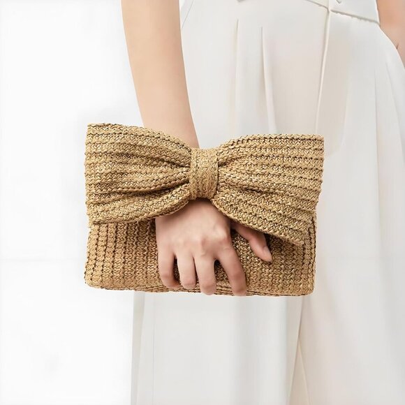Fashionable Summer Straw Wristlet Wallet with Big Bowknot - Unique Gift Idea - Picture 5 of 8